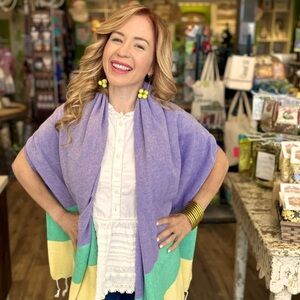 Mardi Gras Color Block Wrap Scarf Loom Weave FLiPSiDE Fleurty Girl NEW Orleans